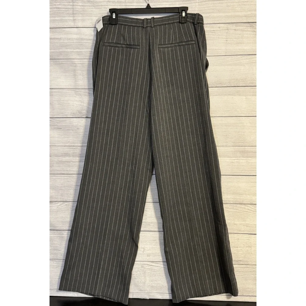 Abercrombie & Fitch Gray Pinstripe Pants Women's 31 Hook Zip NWT